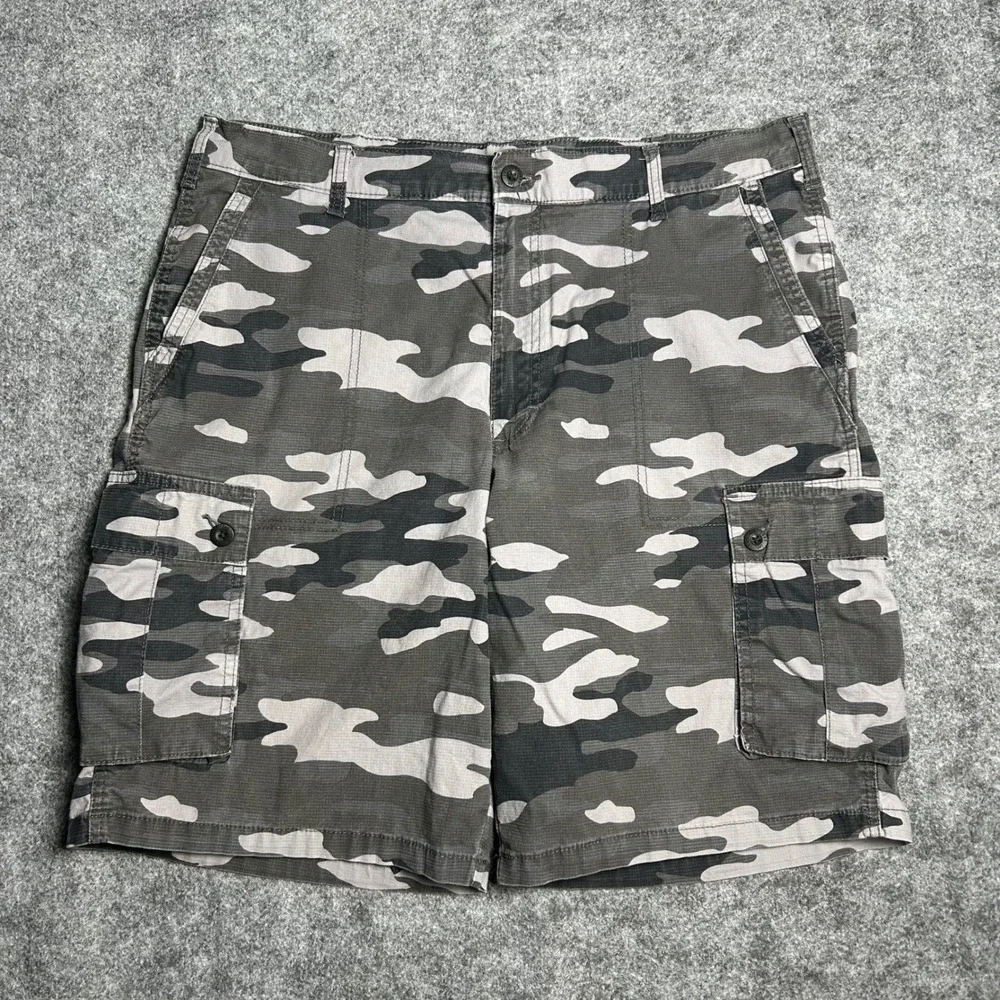 Lee Grey Camo Cargo Shorts Ripstop Baggy Skater Y2K Vintage Size 38